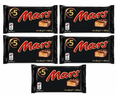 5x MARS 5er Pack 25 Riegel 1,125kg Schokoriegel XXL Vorrat Snack Süß