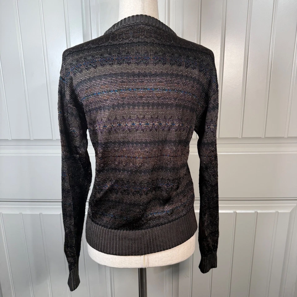 Suéter a Rayas LAUREN RALPH LAUREN Fair Isle Cuello Redondo Pequeño Metálico para Mujer Foto 3 de 4