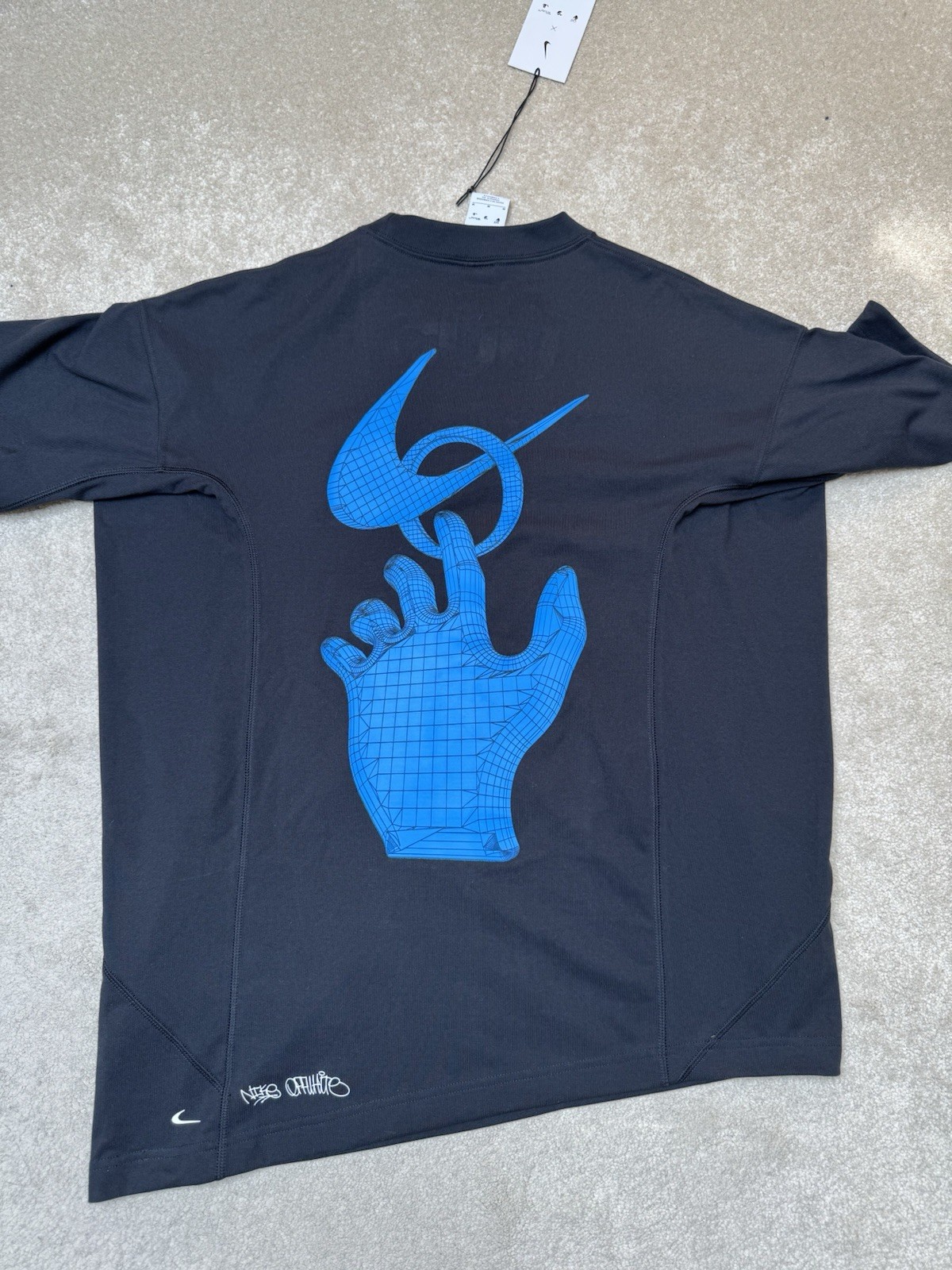 OFF WHITE X NIKE T shirt Nike X Off White 005 stampa graffiti media asimmetrica