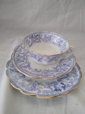 Very Pretty Antique Bone China Cup Saucer and Side Plate TRIO Lilac Floral