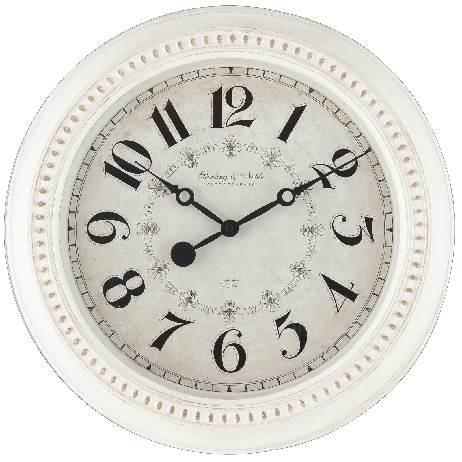 Indoor 15.5" Antique White Arabic French Country Traditional Wall Clock