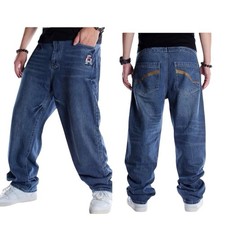 Y2K Baggy Streetwear Jeans Embroidered Relaxed Fit Size 40 NWT