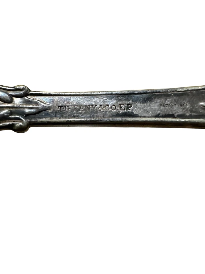 "Juego de 2 cucharas para servir Tiffany & Co EP patente 1884 Regent monograma MB 8,5""" Foto 3 de 4