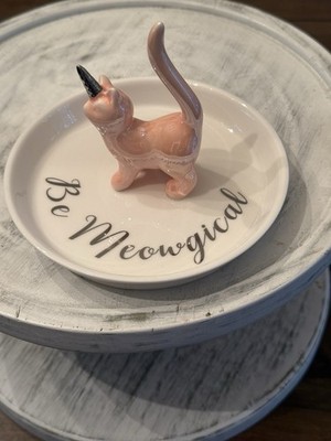 Be Meowgical UNICORN CAT ring holder trinket tray Ceramic 5.5  Wide