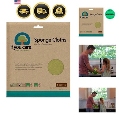 Sponge Cloths   5 Count   100% Natural Cleaning Rags for Kitchen, Bathroom, H...