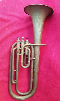 COUTURIER tuba basse 3 pistons cuivre PELISSON GUINOT BLANCHON LYON PARIS - Photo 1/4