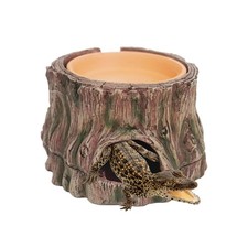 Reptile Hideout with Detachable Base and Humidity Dish, Gecko Hide Brown