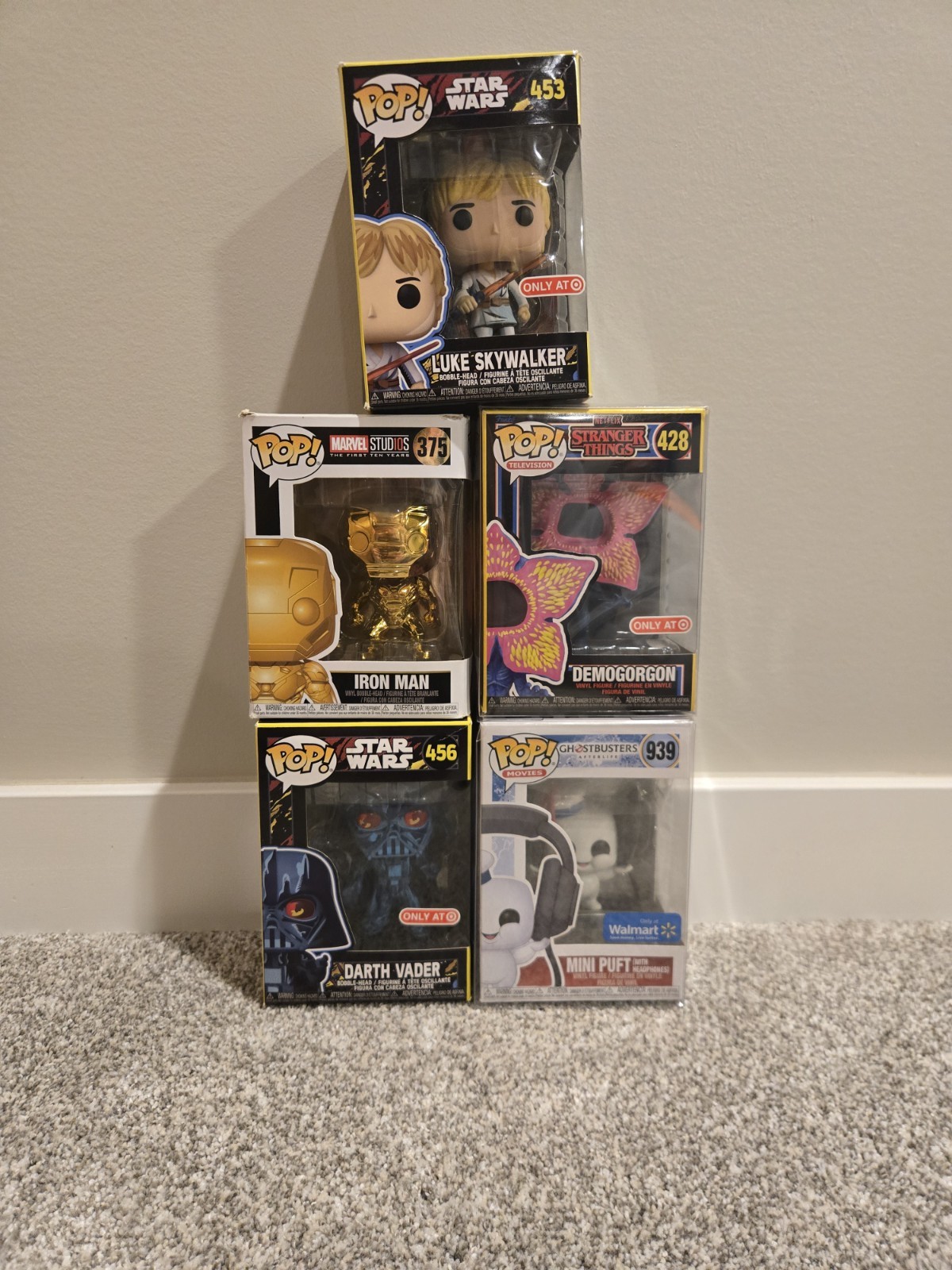 Funko Pop Vinyl Figures Mixed Lot Star Wars Marvel 5 Pack Bobble-Head