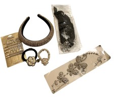 Rhinestone Embellished Hair Accessories Set Headband Hair Clips Black White