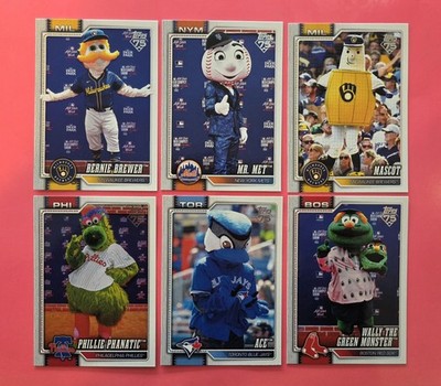 2026 Topps Series 1 Mascots Lot (6) Mr. Met Wally The Green Monster Ace NO DUPES