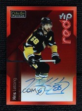 2021-22 O-Pee-Chee Platinum VIP Red Achievement 10/10 Kris Letang Auto 2d8