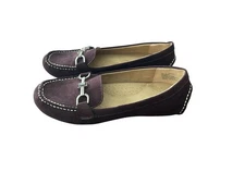 Liz Claiborne Womens Flat Loafer Faux Suede Ashton Plum Horsebit Sz 7