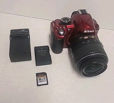 Nikon D3100 14.2MP Digital SLR Camera Red w/AF-S Nikkor DX 18-55mm VR Lens READ