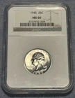 1945 25C Washington Quarter NGC MS 66 90% Silver Graded NGC MS66 See Photos!!