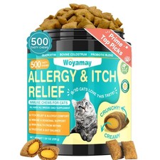 Woyamay Cat Allergy Relief for Cats, 500 Crunchy & Creamy 500 Chews, Brown