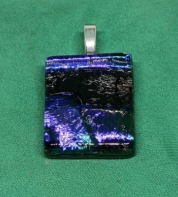 Hand Crafted Dichroic Fused Glass Pendant #1308 Purple W/Chain 