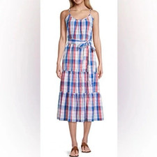 NWT Peyton&Parker Maxi Dress 3X Blue Red Plaid Ruffle Tiered Mommy&Me Boho Chic