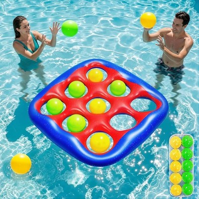 Pool Games Set- Tic-tac-toe Inflatable Pool Toys With 10 Balls Fun Summer
