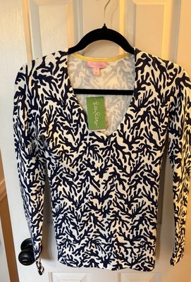 Lily Pulitzer Adelaide Navy /White Coral Sweater Size XS New With Tags