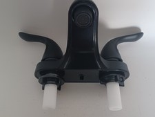 KPT Bathroom Sink Faucet Matte Black Dual Handles 4" Plastic Plating