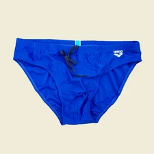 Arena men blue with white logo Swim Brief bikini swimwear swimsuit size 38