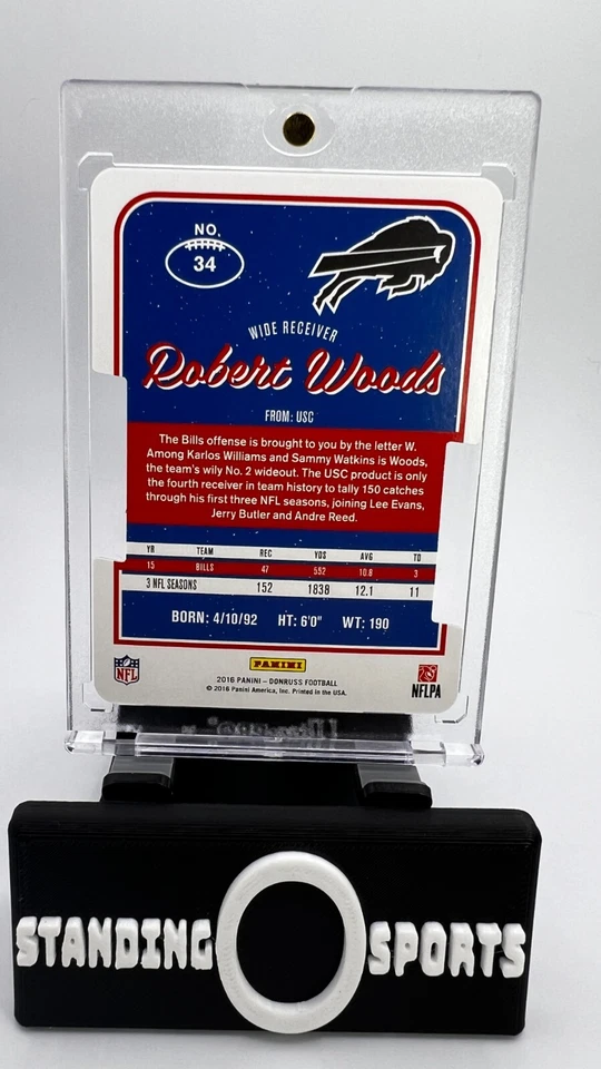 2016 Donruss Press Proof Refractor Die Cut Robert Woods 1/1 Bills Color Match - Image 3 of 4