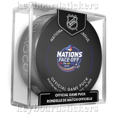 2025 NHL 4 Nations Face-Off Boston Feb 17-20 2025 Official Game Puck w/Cube