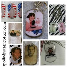10 Personalized Photo Dog Tag Key Chains or Necklace Keepsakes of the Same Print