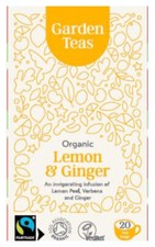 Lemon and Ginger Organic Tea, Vegan and Naturally Caffeine Free Garden Teas x20