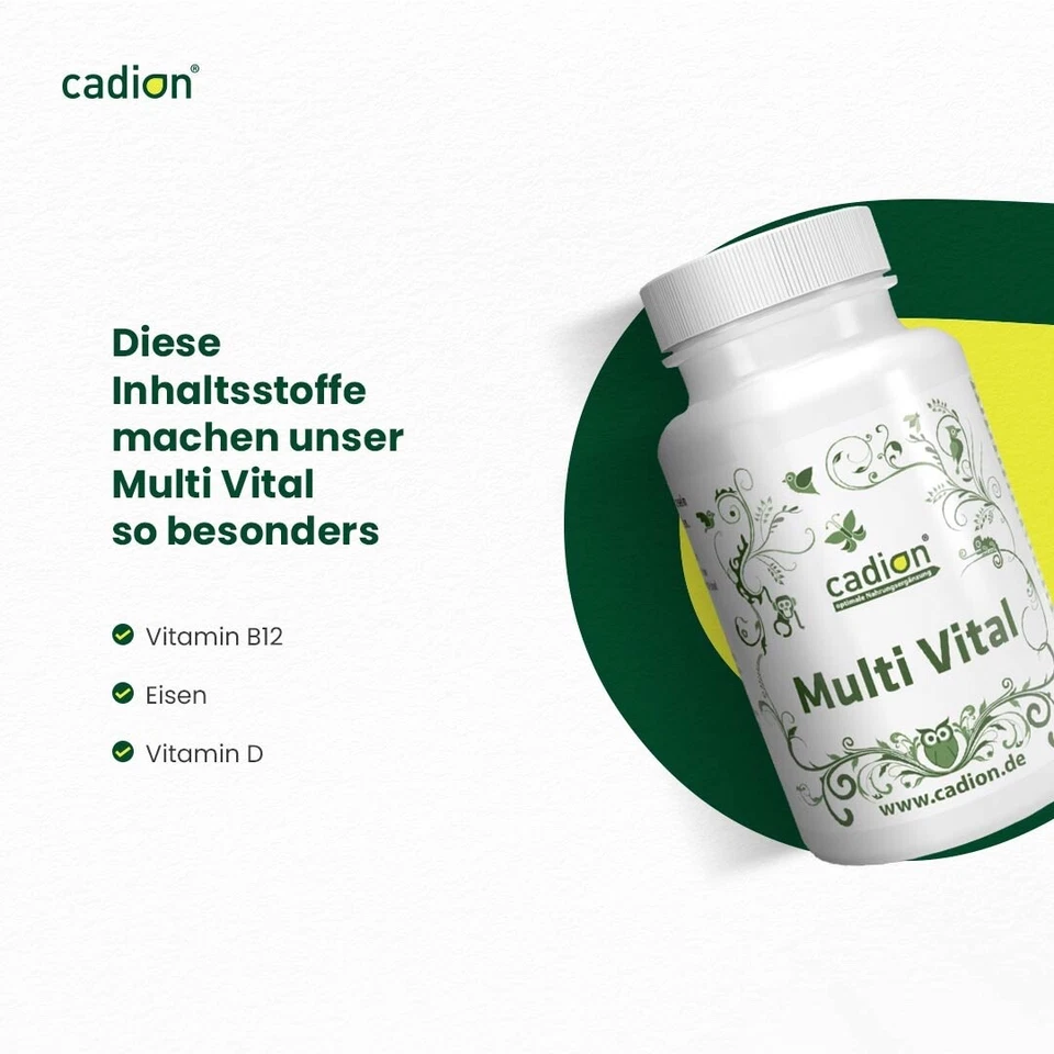 cadion MultiVital Kapseln - 2 Monatspackung (120 Kapseln) - HOCHDOSIERT Eisen+ - Bild 3 von 4