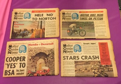 LOT OF 4 1972 MOTOR CYCLE NEWS WEEKLY MOTORCYCLE NEWSPAPERS, JANUARY MONTH L K