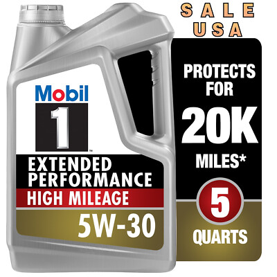Mobil 1 Extended Performance High Mileage Full Synthetic Motor Oil 5W-30, 5 qt..