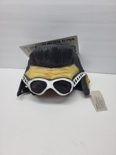 Nuevo Disfraz de Peluche Rock-n-Roll Elvis Greaser Vintage Años 80 Tocado de Halloween 8+
