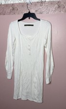 New 190 Enza Costa Squareneck Henly Mini Dress Medium Ivory
