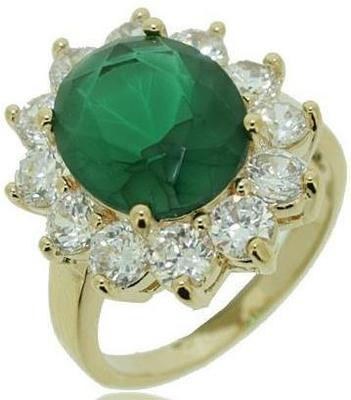 Bague Taille 50 Plaquée Or 18K Avec émeraude - Style Princesse Kate - Neuve Avec étiquettes