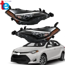 For 2017- 2019 Toyota Corolla LE CE Headlight Assembly LED Passenger Driver Pair