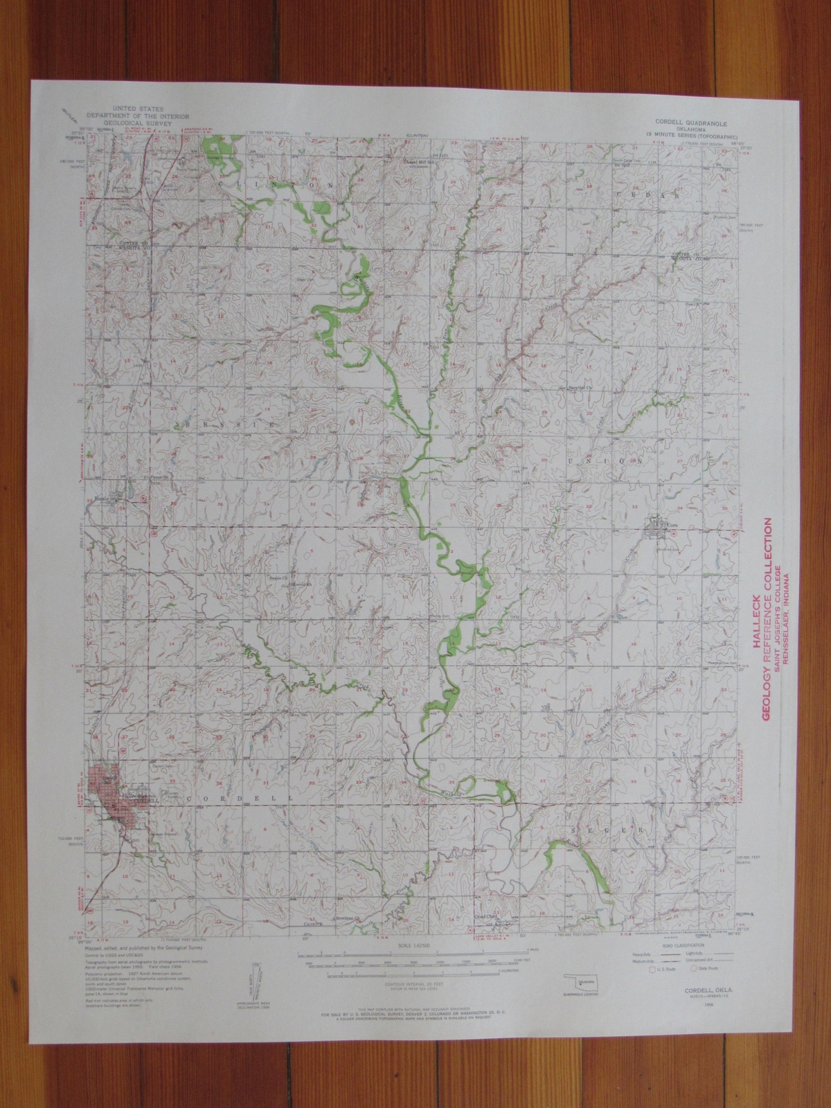 Cordell Oklahoma 1958 Original Vintage USGS Topo Map eBay