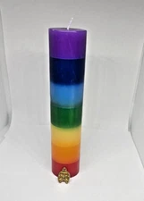 VELA 7 CHAKRAS 7 COLORES / 7 COLOR CANDLE ATRAE DINERO SUERTE PROTECCION AMOR