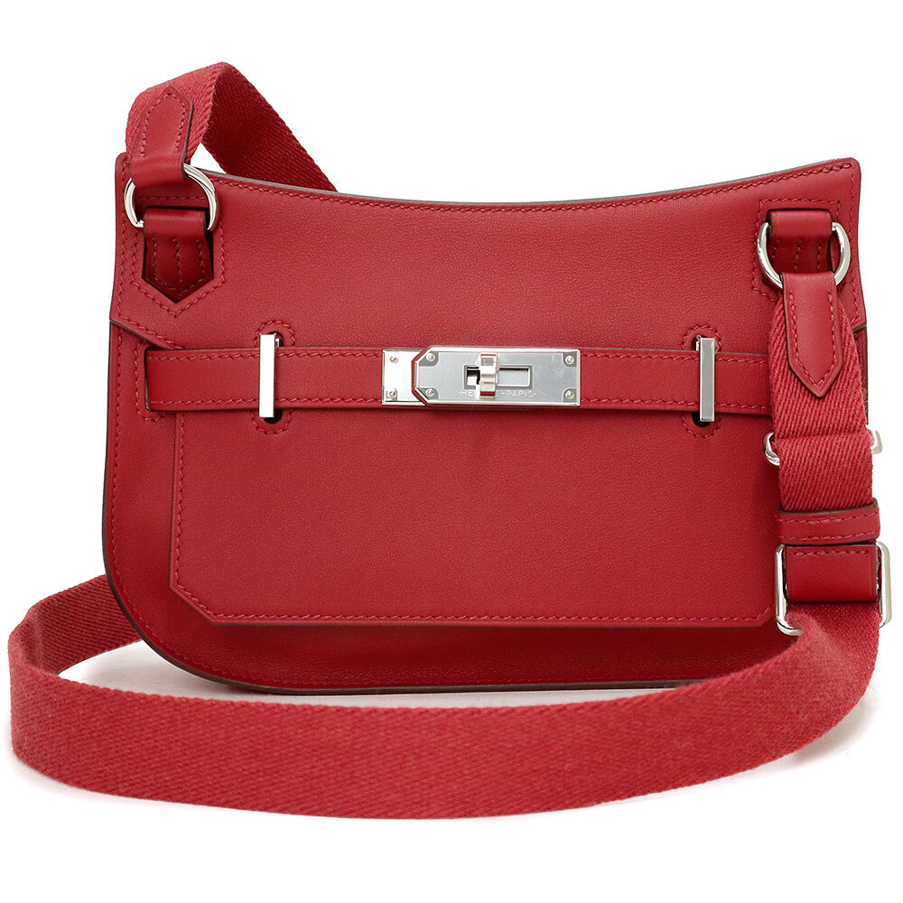 HERMES Jypsiere Mini Shoulder Bag in Rouge Pimento Evercolor Calfskin