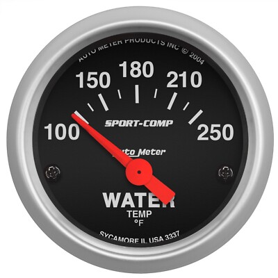 Autometer 3337 Sport-Comp Electric Water Temperature Gauge 2 1/16'' 100-250 Deg F