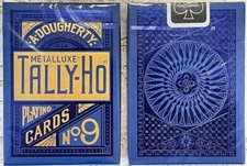 Tally Ho Circle Back MetalLuxe Cobalt blue playing cards