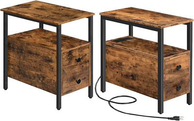 Stylish End Table & Narrow Side Table Set with Drawer & Shelf for Any Room