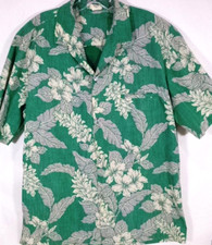 Royal Creations-Mens Hawaiian Shirt-Large-Green Floral-Casual Button Down