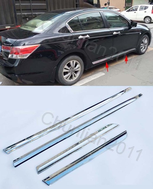Chrome Body Door Sill Side Molding cover trim for 0812 Honda Accord
