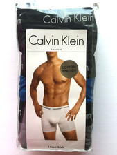 Calvin Klein L 3 Pack Boxer Briefs Cotton Stretch Assorted Solid Black Gray Blue