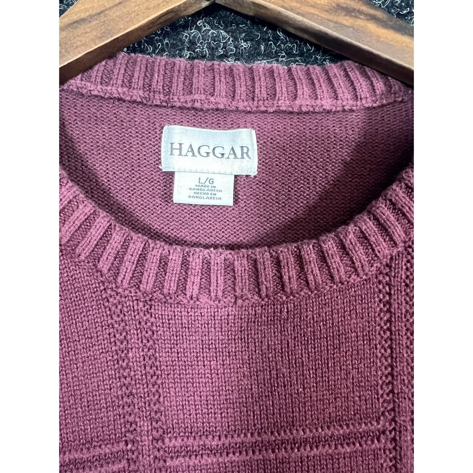 Suéter Y2K Haggar Tejido Patrón a Cuadros Manga Larga Borgoña Juvenil Grande/X-Pequeño Foto 2 de 4