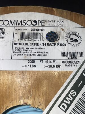 NEW-Commscope Systtimax 1061C 24/4 Cat5E UTP R3000-BRKN SPOOL-FREE SHIPPING