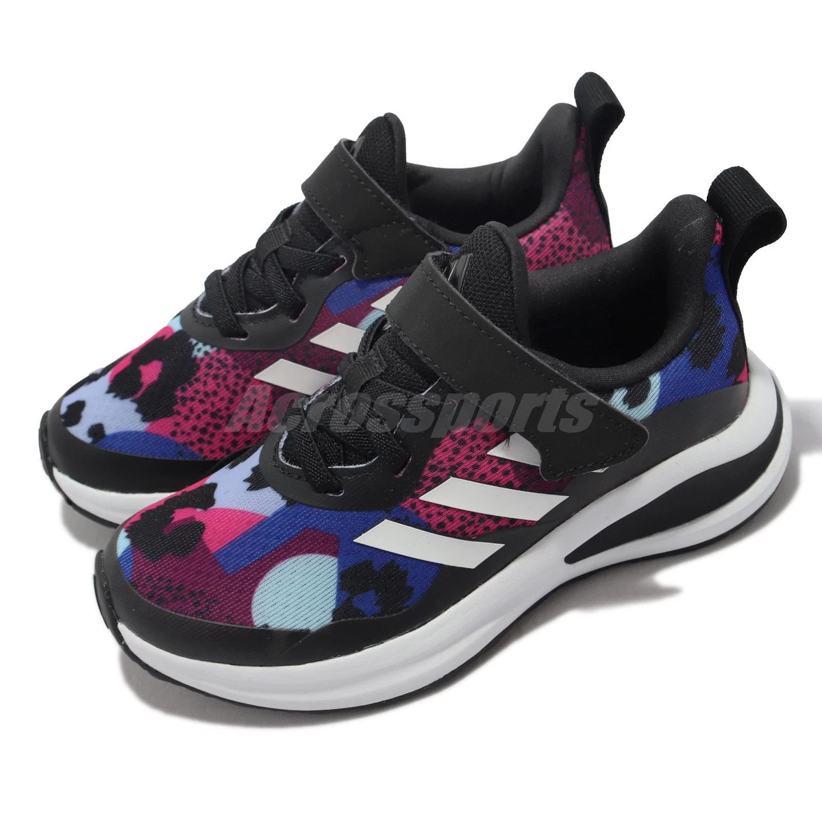 adidas FortaRun EL K Black White Strap Kids Preschool Running Shoes H04125