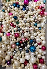 Vintage pearl Mix bead soup Variety of color and size real, faux, glass  3 oz.