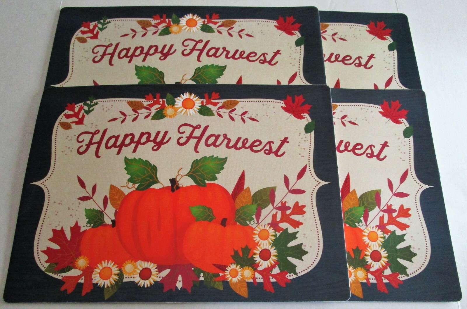 FALL VINYL PLACEMATS 18"x 13" Set of 4 HAPPY HARVEST eBay